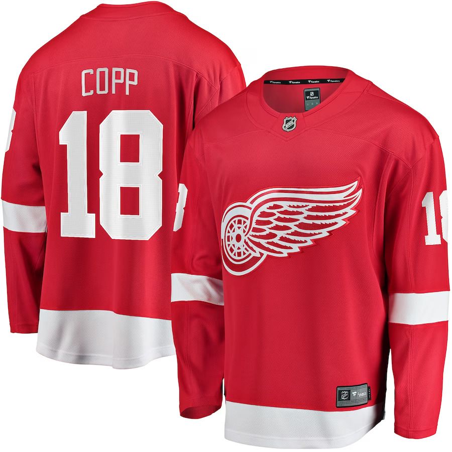 Men Detroit Red Wings 18 Andrew Copp Fanatics Branded Red Home Breakaway Player NHL Jersey